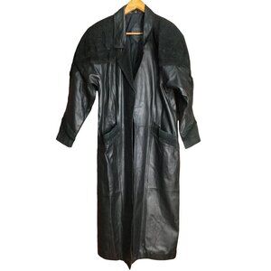 VTG Jacqueline Ferrar Womens Full Length Long Leather Coat Black Size Small Goth